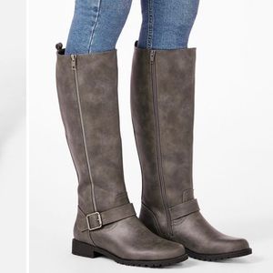 Just Fab Grey riding boots size 7 wide calf